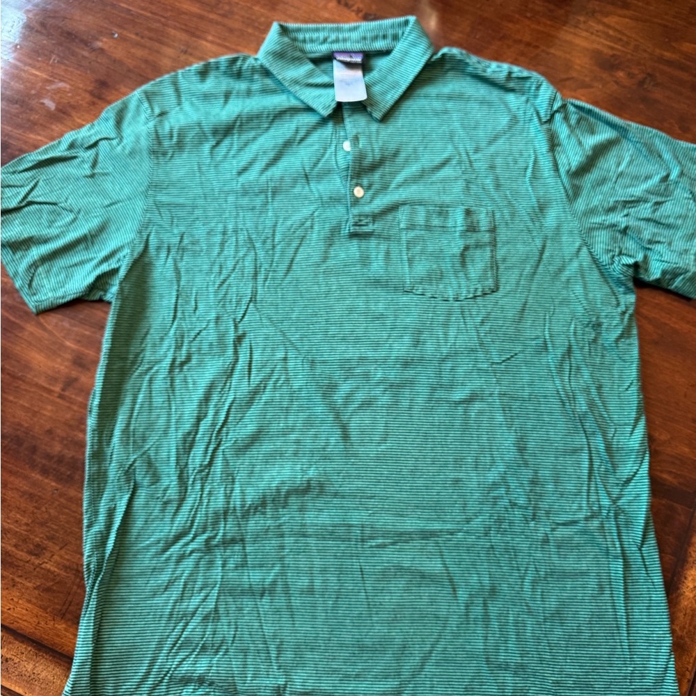 Patagonia Striped Green Polo Shirt